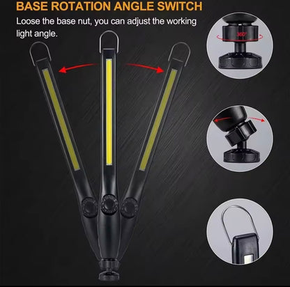 Linterna LED COB Recargable USB – Luz de Trabajo Magnética Profesional