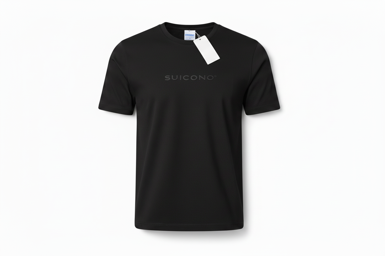 Camiseta Negra 100% Algodón SUICONO | Logo Bordado Premium