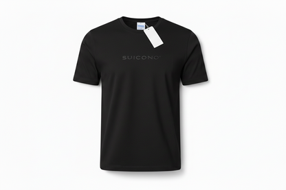 Camiseta Negra 100% Algodón SUICONO | Logo Bordado Premium