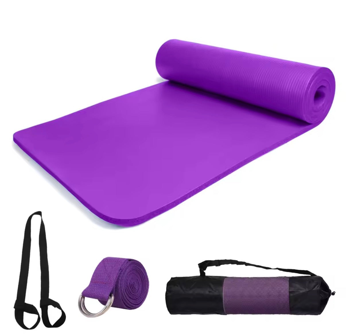 Esterilla Yoga Profesional 10mm Extra Gruesa – Pack con Bolsa, Correa y Banda