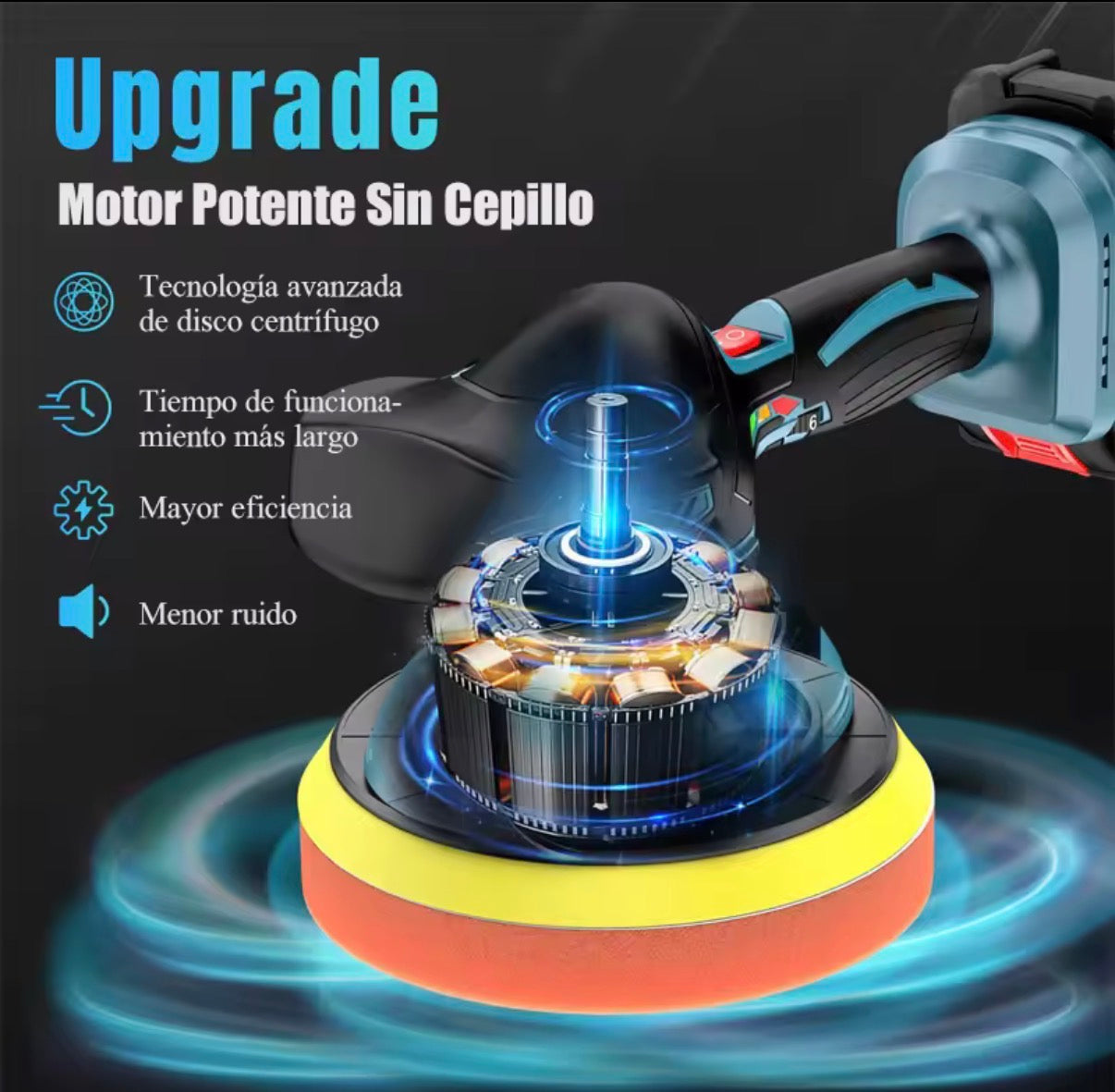 Pulidora de Coche Inalámbrica 21V de 6 Pulgadas con Batería de Litio | Pulir, Encerar y Abrillantar Autos