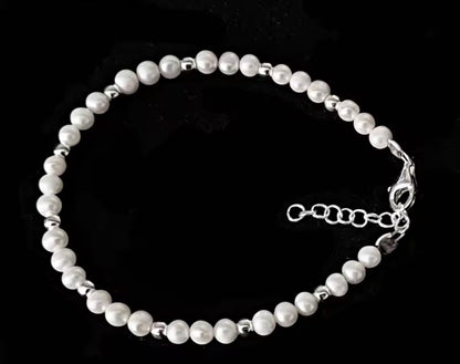 Pulsera de Perlas Cultivadas AAA 4 mm en Plata 925 | Regalo Elegante
