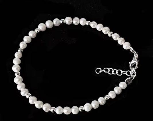 Pulsera de Perlas Cultivadas AAA 4 mm en Plata 925 | Regalo Elegante