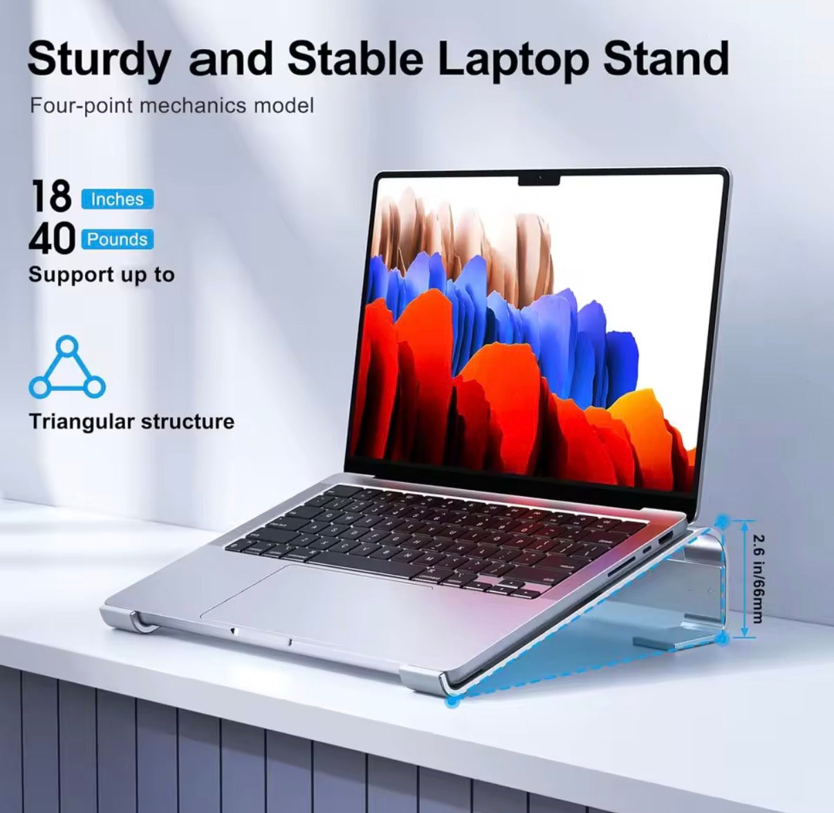 Soporte para Portátil Ajustable de Escritorio | Elevador Compatible con MacBook, Dell, HP, Lenovo y más (13–17”)