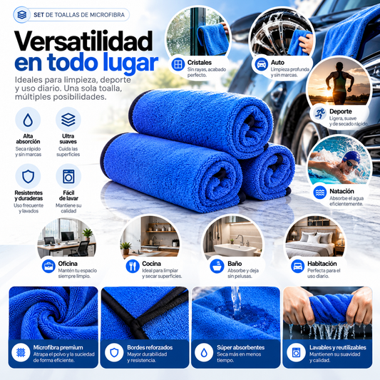Premium Microfiber Towels 500 GSM – Professional Cleaning without Streaks (4 units)