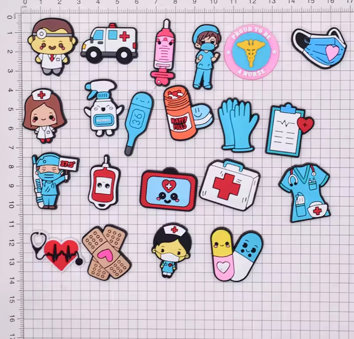 22 Stück PVC-Schuhanhänger mit Cartoon-Motiv „Arzt und Krankenschwester“, zum Selbermachen von Hausschuhen, Sandalen, Schuhschnallen, Pins, Krankenhaus-Serie, Schuhdekoration, Geschenke für Freunde