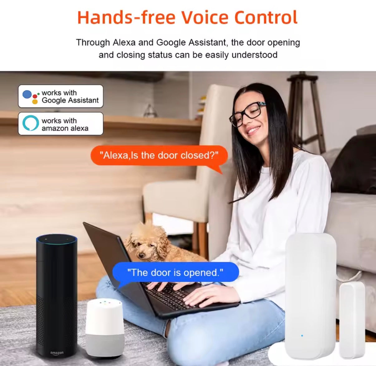 Sensor de Puerta WiFi Tuya Smart Life – Alarma Antirrobo Inteligente Compatible con Alexa y Google Home