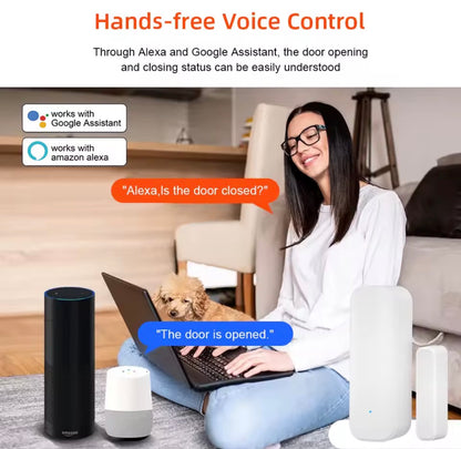 Sensor de Puerta WiFi Tuya Smart Life – Alarma Antirrobo Inteligente Compatible con Alexa y Google Home