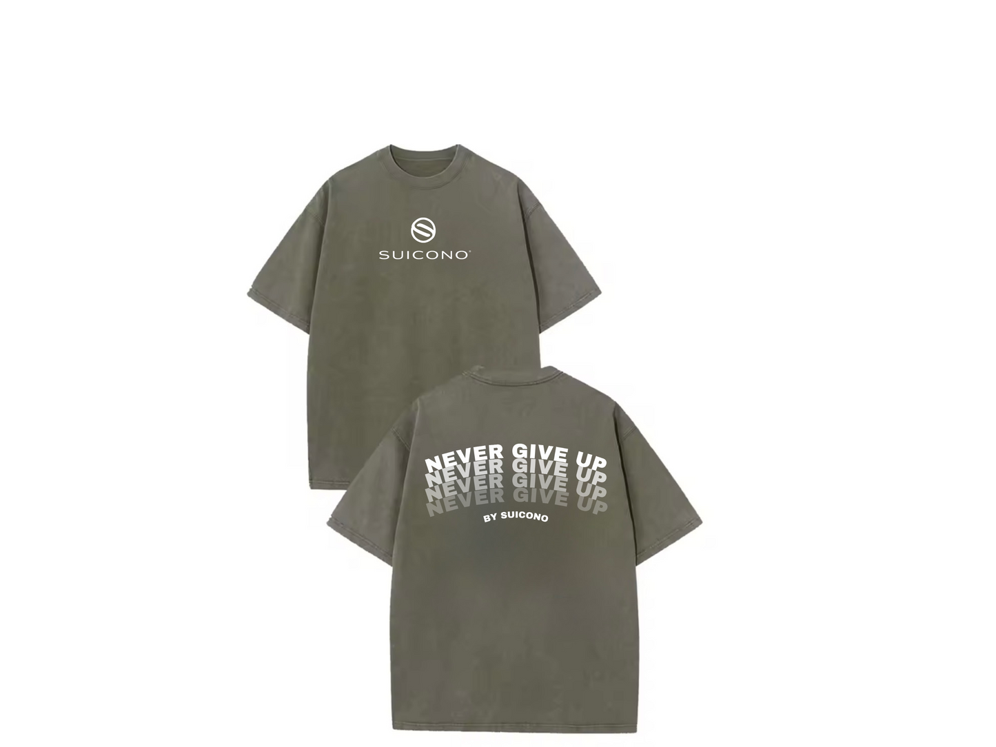 Camiseta “Never Give Up” 100% Algodón | Negra, Rosa, Verde y Gris