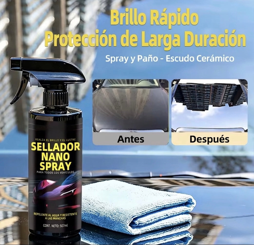 Revestimiento Cerámico 9H para Coche 500ml | Nano Recubrimiento Hidrofóbico + toalla