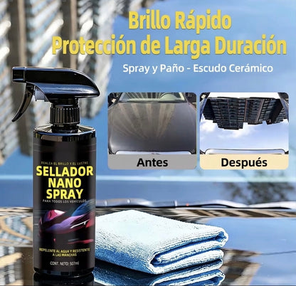 Revestimiento Cerámico 9H para Coche 500ml | Nano Recubrimiento Hidrofóbico + toalla