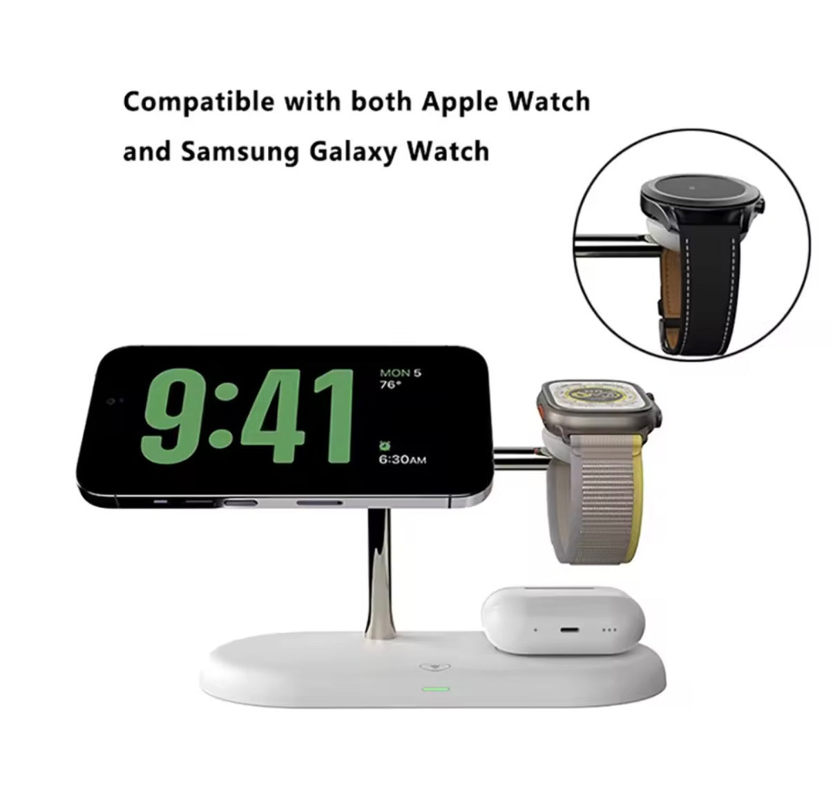 Cargador Inalámbrico 3 en 1 para iPhone, Apple Watch y AirPods