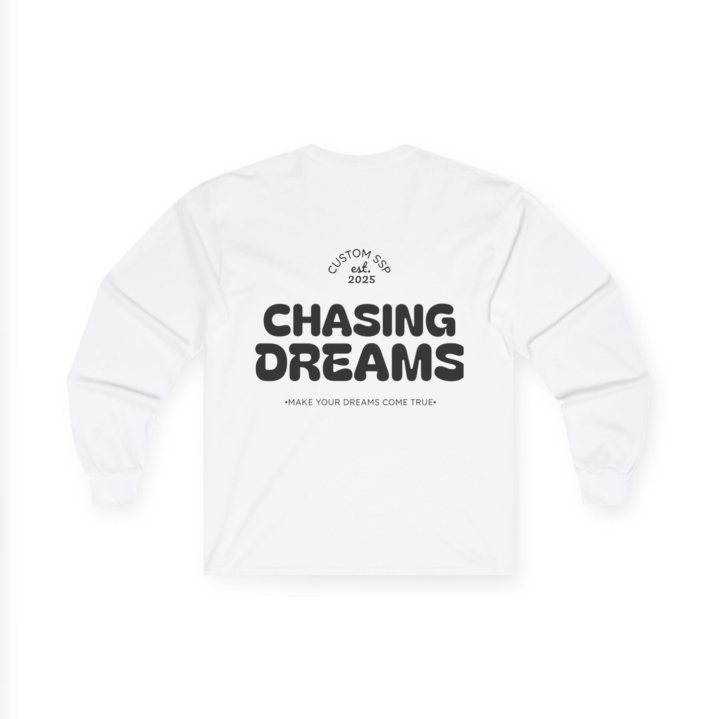 Sudadera Blanca Unisex “Chasing Dreams” | Manga Larga
