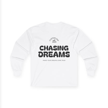 Sudadera Blanca Unisex “Chasing Dreams” | Manga Larga