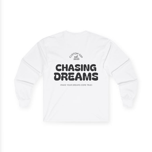 Sudadera Blanca Unisex “Chasing Dreams” | Manga Larga