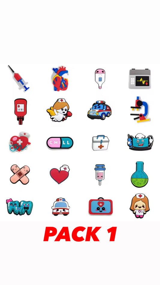 Amuletos para zapatos de  Crocs, alfileres médicos de enfermera.