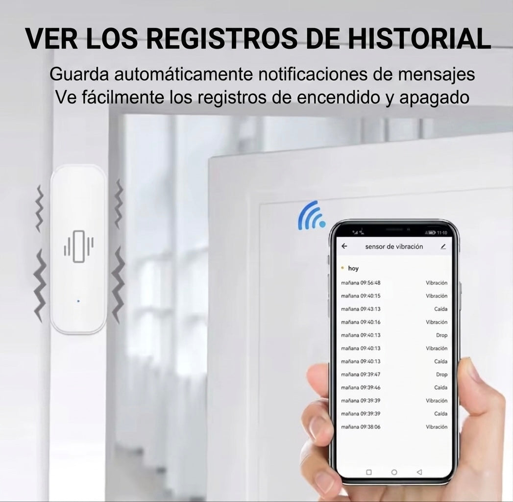 Sensor de Vibración WiFi Inteligente Tuya Smart Life | Alarma para Puertas y Ventanas con Alertas en Tiempo Real