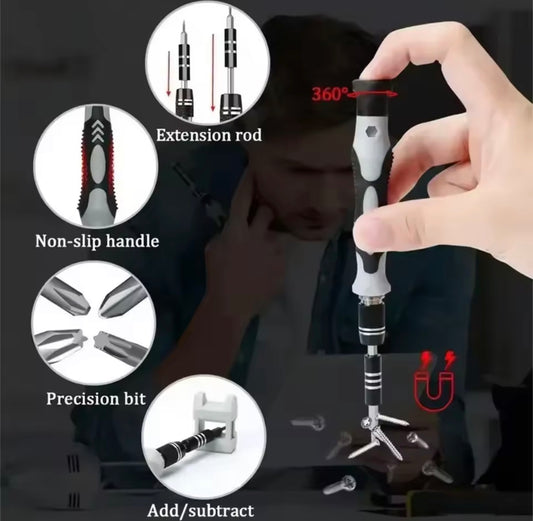 Kit de Destornilladores de Precisión 115 en 1 – Puntas Magnéticas para Electrónica y Portátiles | Profesional y Completo