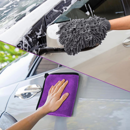 Juego de 5 Piezas de Microfibra 600 g/m² para Lavado y Secado del Coche