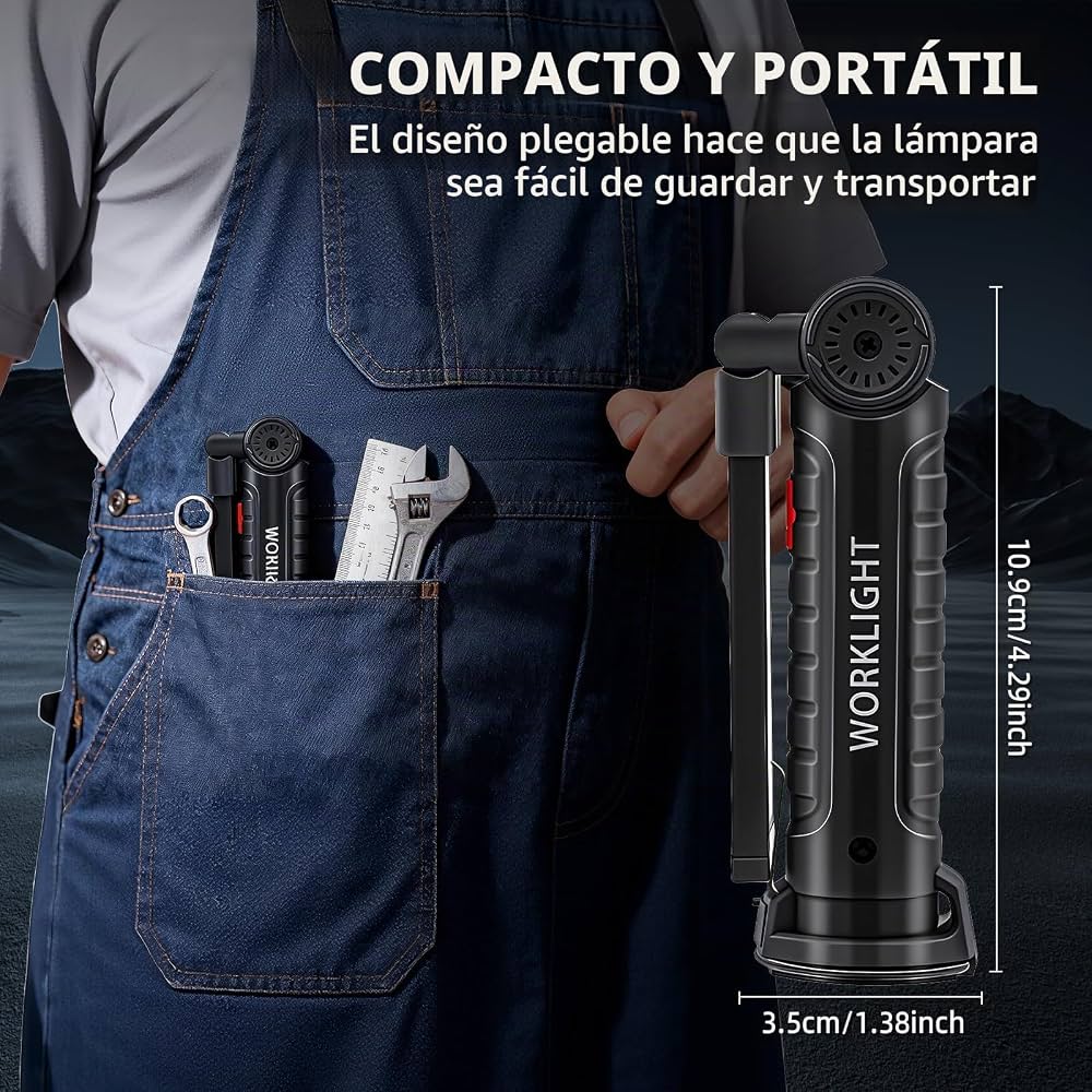 Linterna LED Recargable COB Magnética 360º | Pack 2 Linternas de Taller