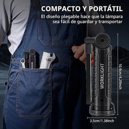 Linterna LED Recargable COB Magnética 360º | Pack 2 Linternas de Taller