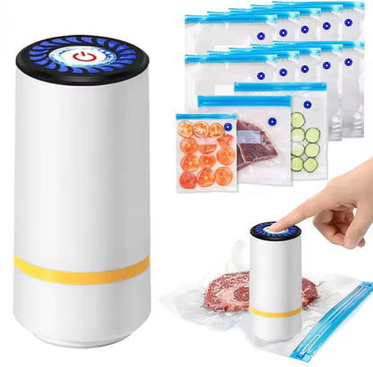 Mini bomba de aire eléctrica recargable para alimentos | Selladora de bolsas al vacío portátil
