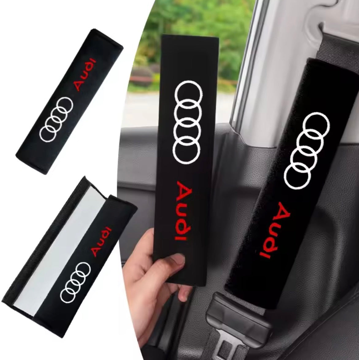 Protector de cinturón Audi – Confort premium y logotipo exclusivo 2uds