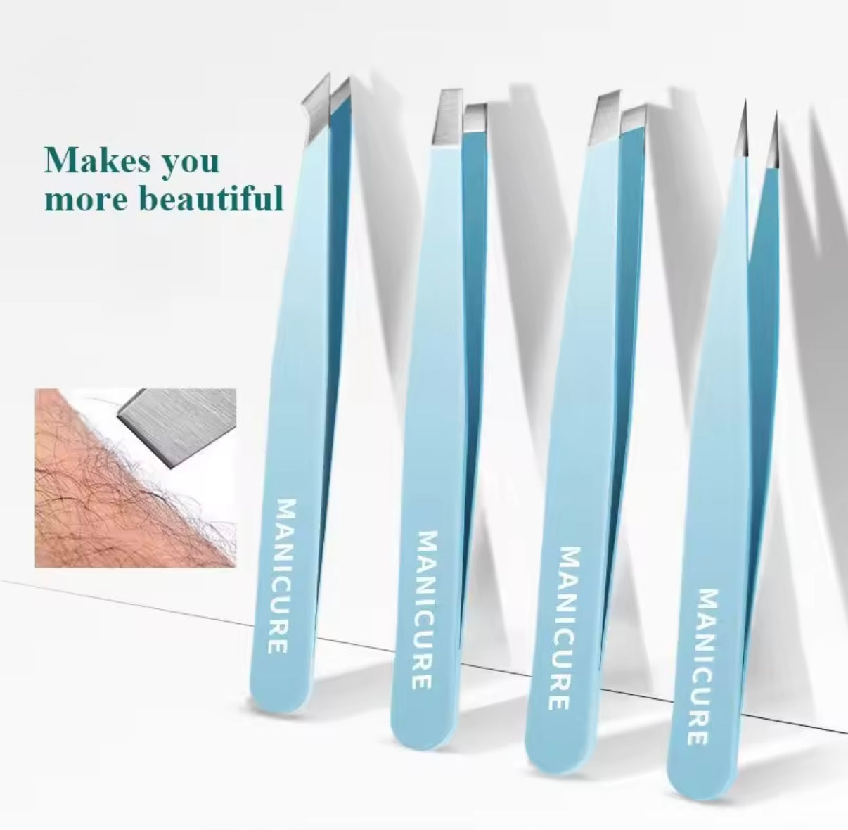 Pinzas para cejas de alta calidad, extractor de pelos finos, pinzas para cejas inclinadas de acero inoxidable