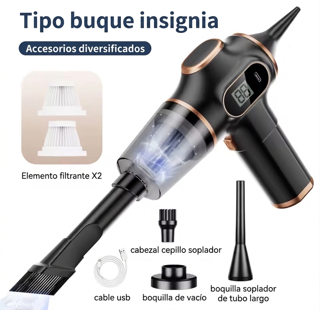 Aspirador inalámbrico para coche mini de alta potencia – portátil y multifunción para hogar, oficina y coche