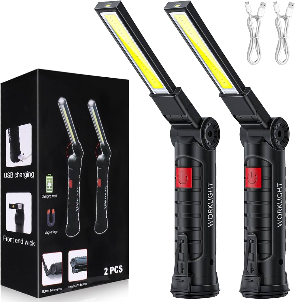 Linterna LED Recargable COB Magnética 360º | Pack 2 Linternas de Taller