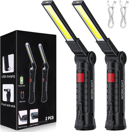 Linterna LED Recargable COB Magnética 360º | Pack 2 Linternas de Taller