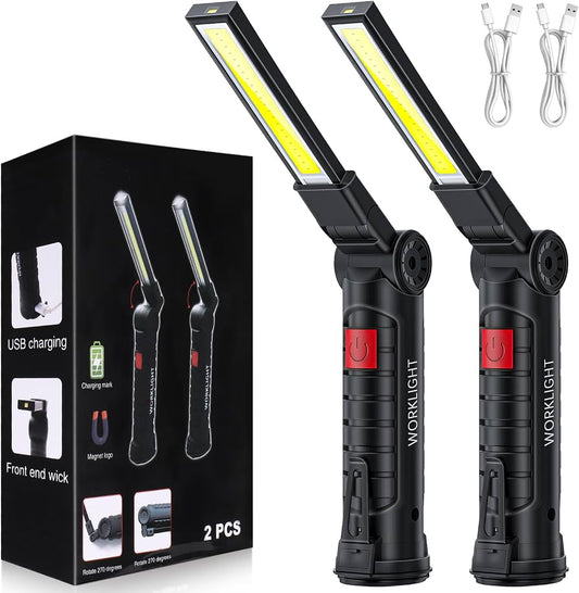 Linterna LED Recargable COB Magnética 360º | Pack 2 Linternas de Taller