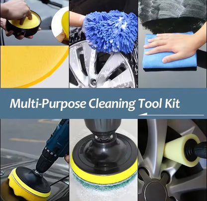 Kit de Limpieza de Coche 36 Piezas con Cepillos para Taladro – Set Profesional de Detailing para Interior, Llantas, Rejillas y Tapicería