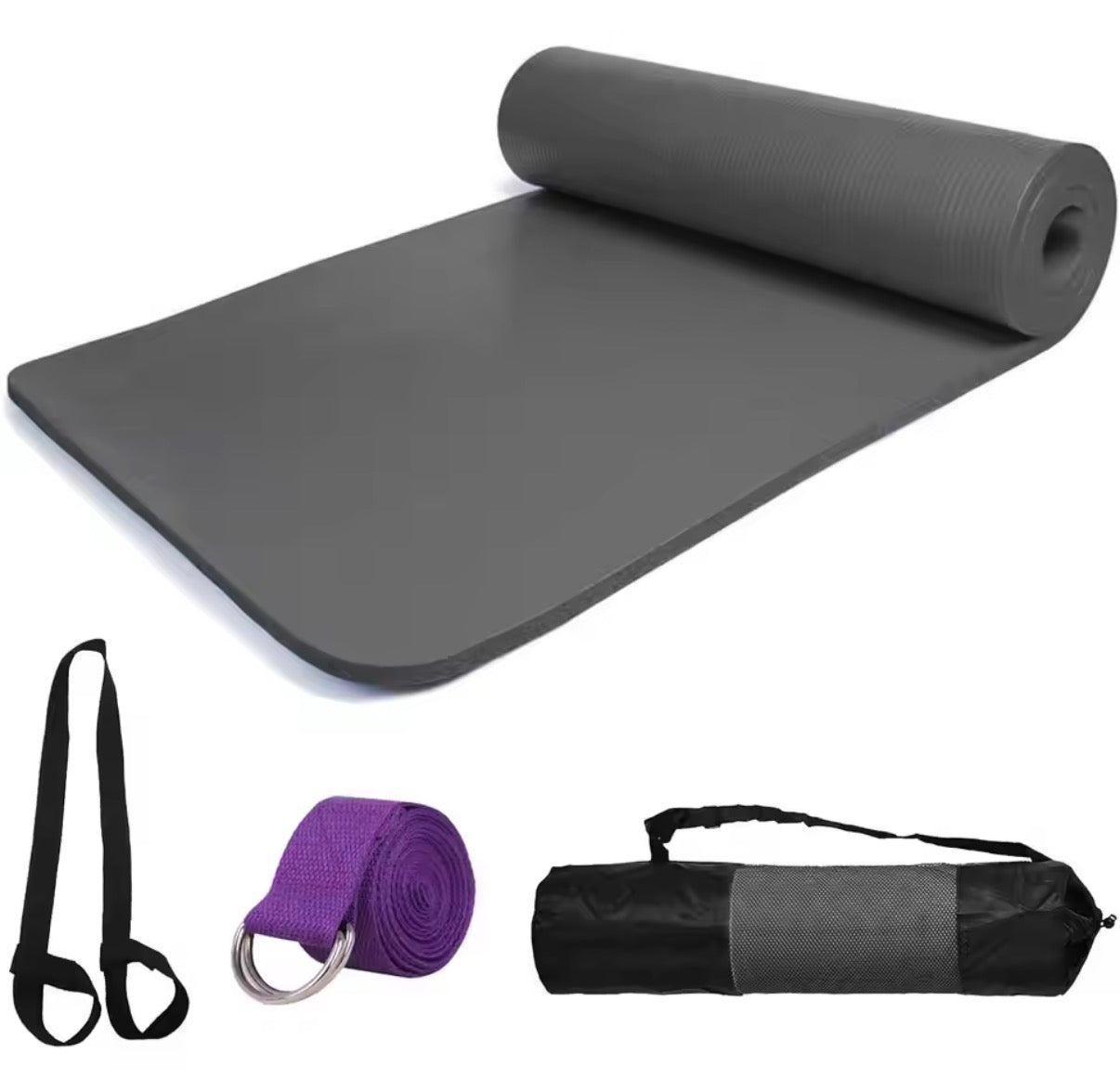 Esterilla Yoga Profesional 10mm Extra Gruesa – Pack con Bolsa, Correa y Banda