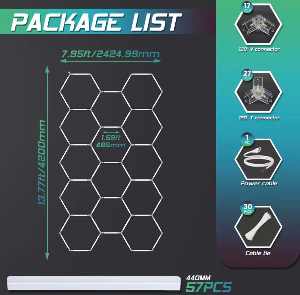 Luz Hexagonal LED Garaje | Iluminación Profesional Taller 14 Paneles