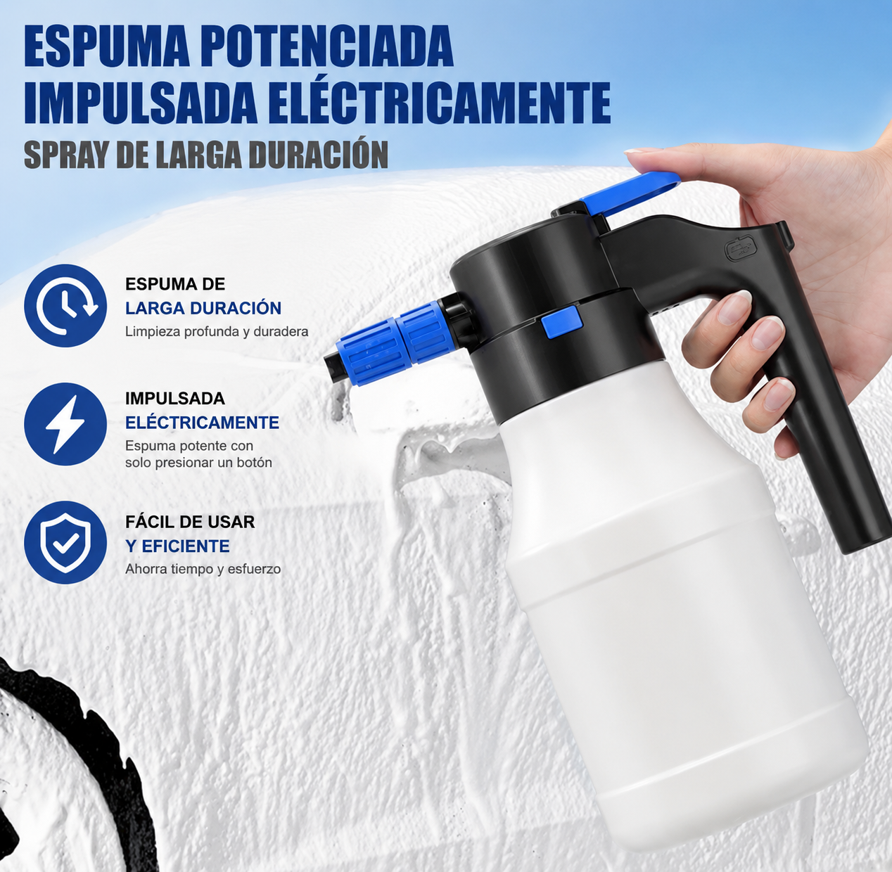Pulverizador de Espuma Eléctrico 1,5L para Coche | Cañón de Espuma