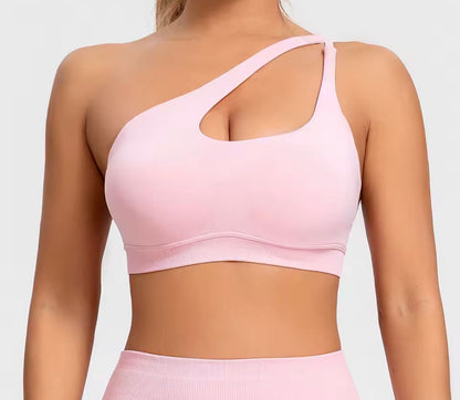Sujetador Deportivo Asimétrico para Mujer | Top Gym de Un Hombro sin Costuras con Alto Soporte para Fitness, Yoga y Running