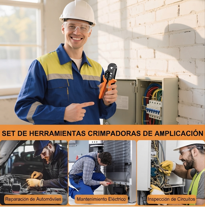 Alicates de Crimpado Autoajustables 0,25-10 mm² con 1250 Punteras de Cable