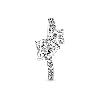 Anillo Doble Corazón en Plata de Ley 925 para Mujer | Joyería Elegante y Regalo Ideal