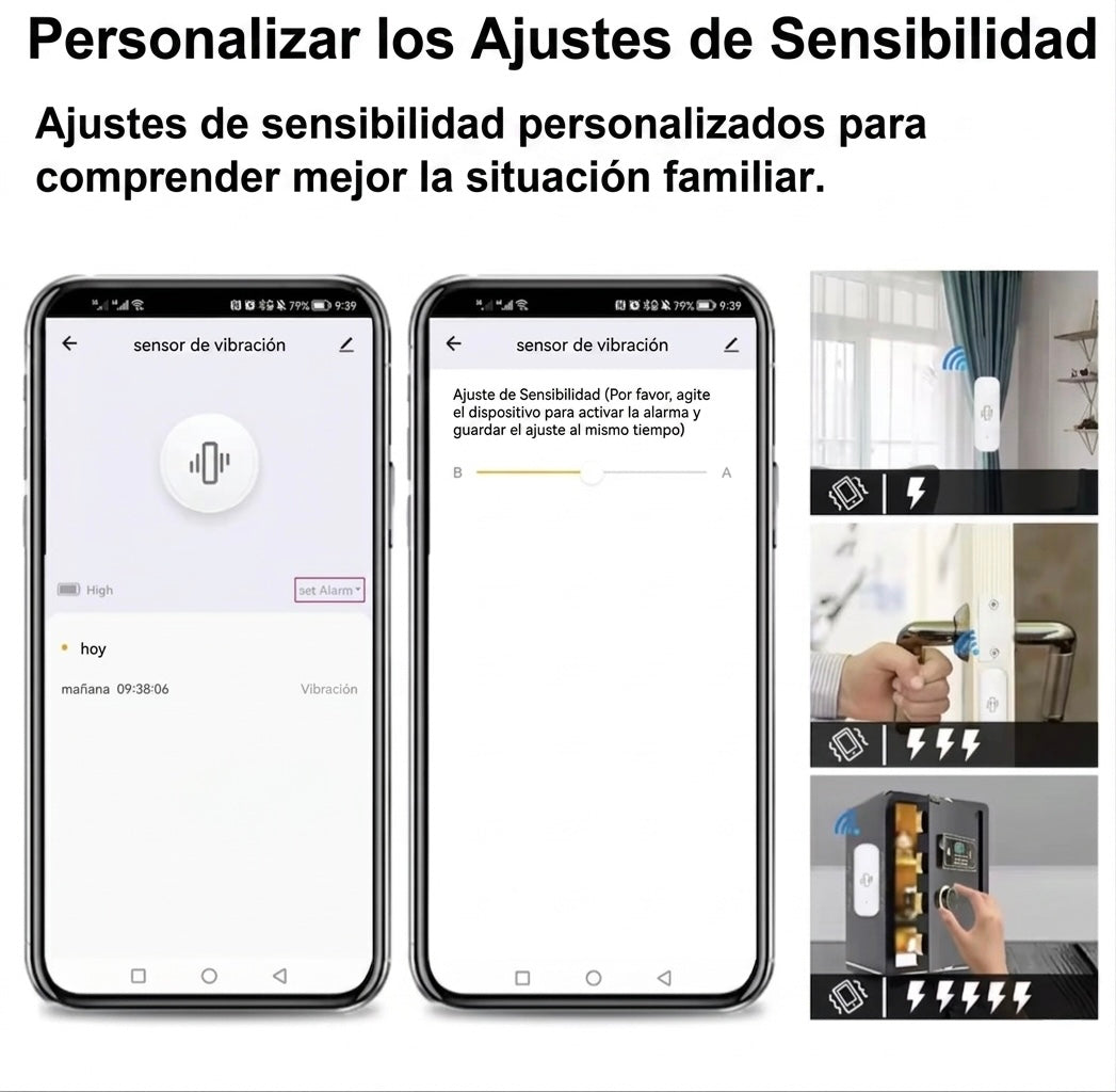 Sensor de Vibración WiFi Inteligente Tuya Smart Life | Alarma para Puertas y Ventanas con Alertas en Tiempo Real
