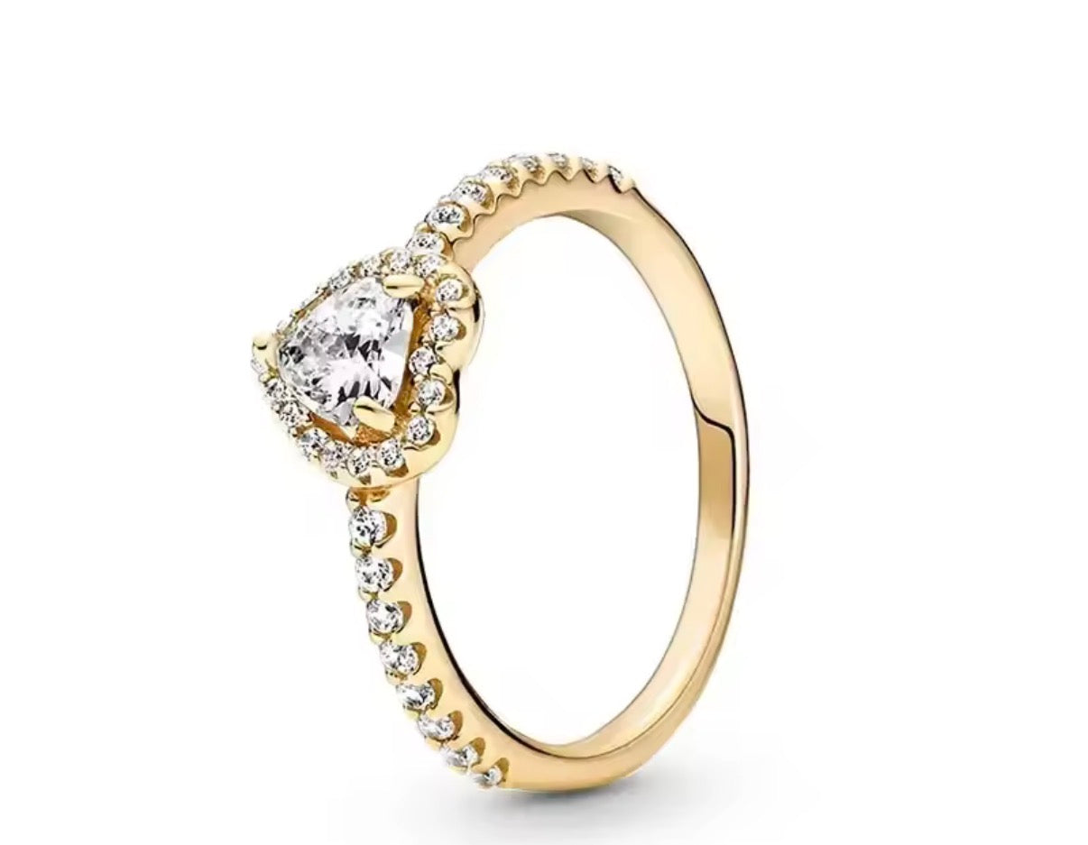 Anillo Corazón Plata 925 con Dijes Brillantes | Joyería Elegante