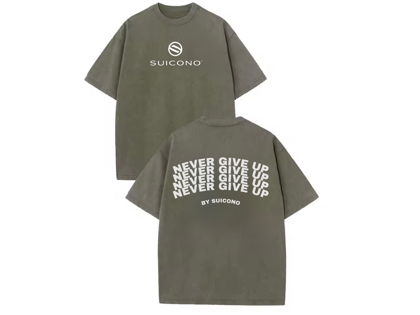 Camiseta “Never Give Up” 100% Algodón | Negra, Rosa, Verde y Gris