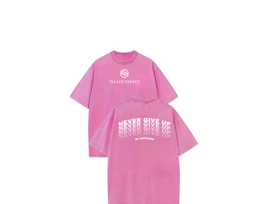 Camiseta “Never Give Up” 100% Algodón | Negra, Rosa, Verde y Gris