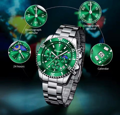 Reloj Cronógrafo Hombre Acero Inoxidable | Resistente al Agua y Luminoso