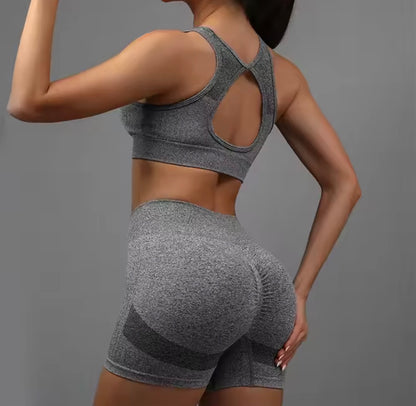 Conjunto de Yoga sin Costuras para Mujer | Ropa Deportiva de Gimnasio con Top y Pantalones Cortos