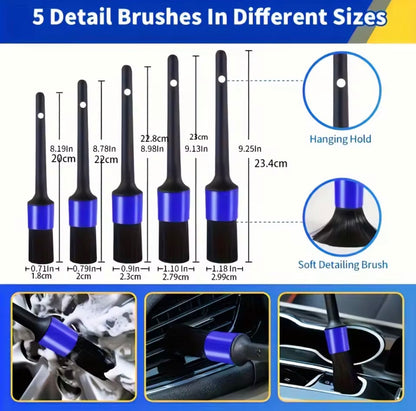 Kit de Lavado de Coche 27 Piezas Profesional – Accesorios de Limpieza Completo para Automóvil, Cepillos, Esponjas y Herramientas Detailing
