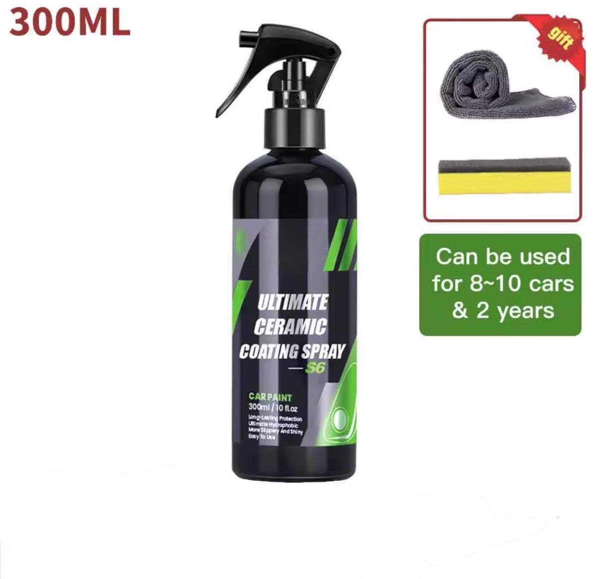 Revestimiento Cerámico Nano Coche – Spray Hidrofóbico 9H Brillo Espejo, Protección UV y Anti-Suciedad