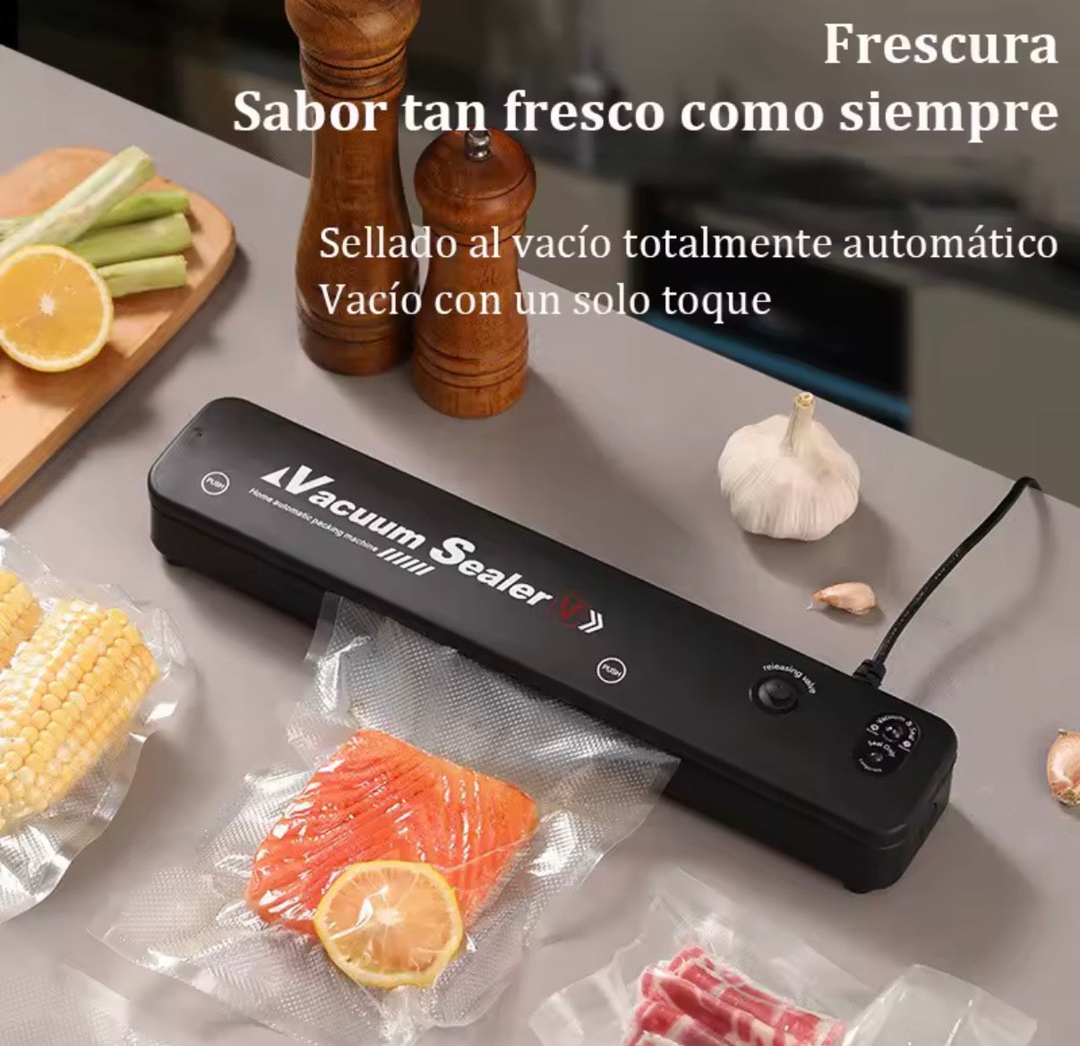 Envasadora al Vacío Multifunción + 10 Bolsas Gratis – Conserva Alimentos Frescos y Ahorra Dinero