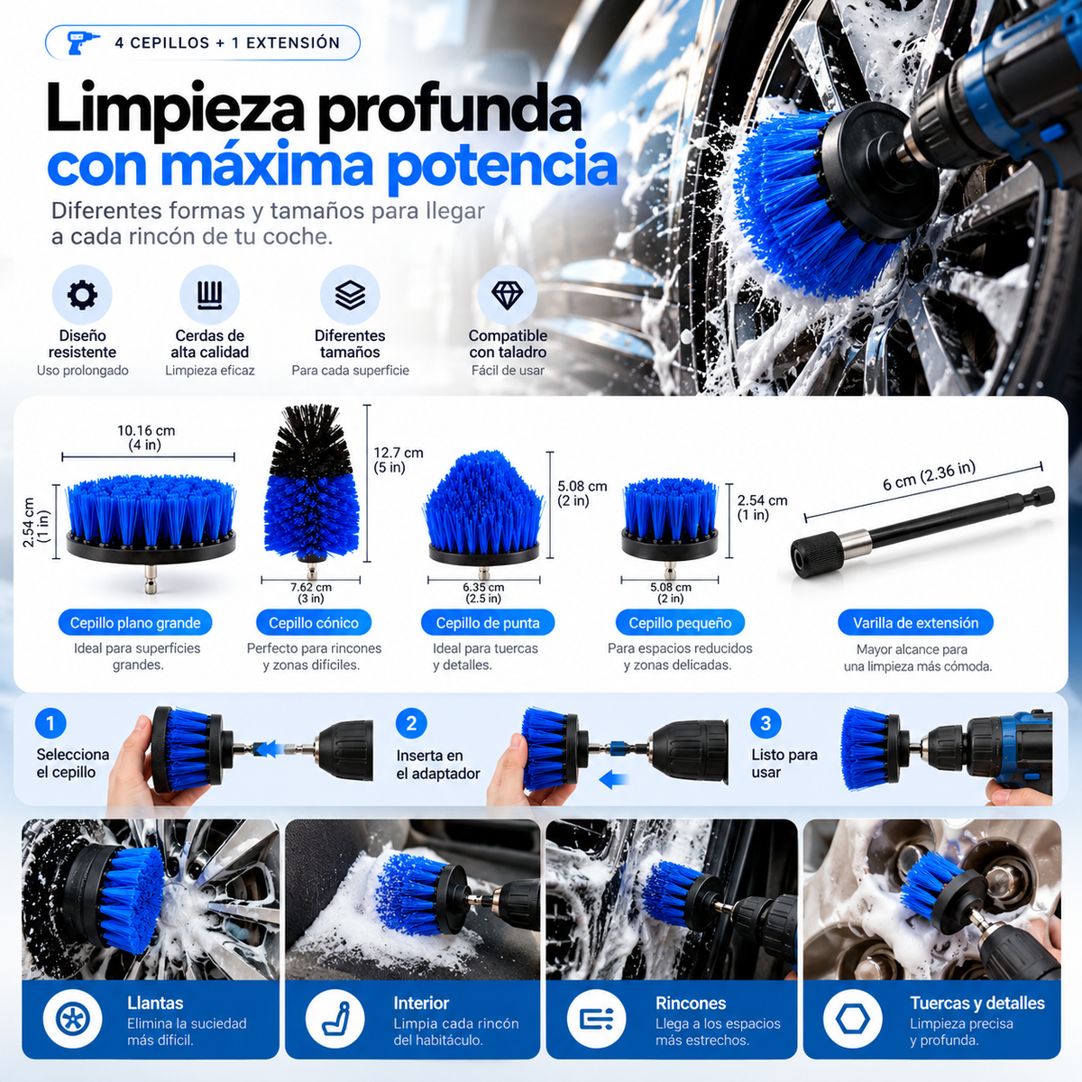Kit de Lavado de Coche 27 Piezas Profesional – Accesorios de Limpieza Completo para Automóvil, Cepillos, Esponjas y Herramientas Detailing