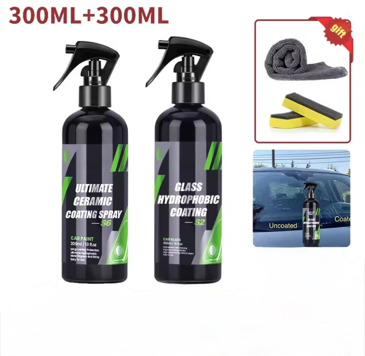 Revestimiento Cerámico Nano Coche – Spray Hidrofóbico 9H Brillo Espejo, Protección UV y Anti-Suciedad